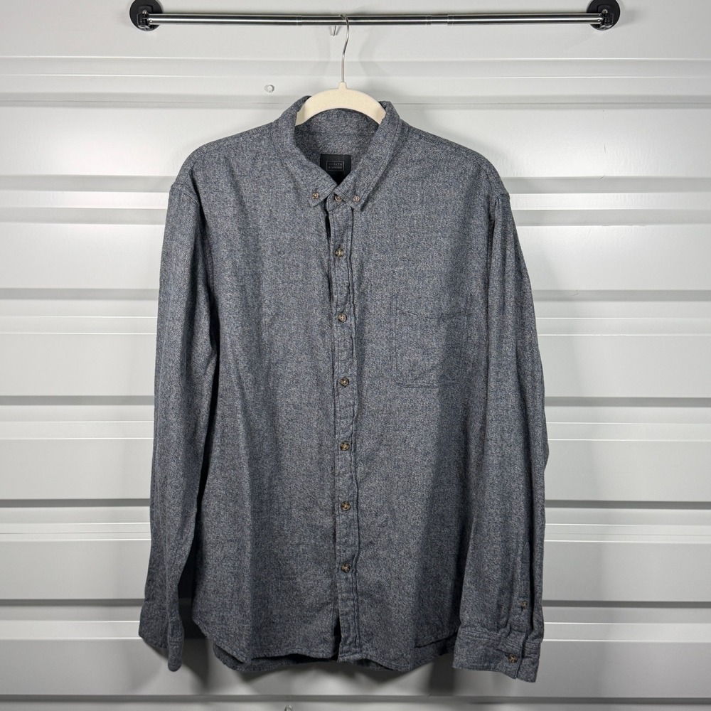 14th & Union Mens XL Blue Marled Cotton Long Sleeve Button Down Shirt
